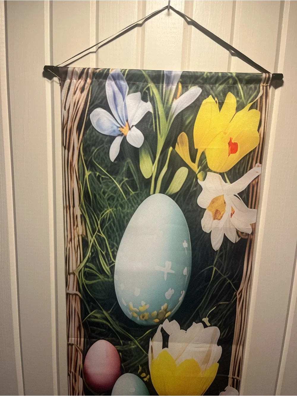 Easter Bunny & Eggs Vertical Wall Banner - Pastel Spring Colors